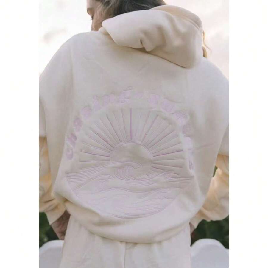2026Hot-Selling Professional Embroidery DING Z European Size Sweatshirt Drop Shoulder Hoodie Embroidered Sweatshirt - Khaki - Embroidered - View 1
