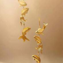 2PC Retro Gold Lucky Koi Fish Earrings |   Women's Chinese Style 3D Goldfish Tassel Long Cheongsam Dangle Earrings |   Exquisite Gold Plated Fortune Koi Drop Earrings |   Anti-Tarnish Elegant Traditional Statement Ear Jewelry |   Festival Party Banquet Gift For Her - 錦鯉耳環 - 查看 3
