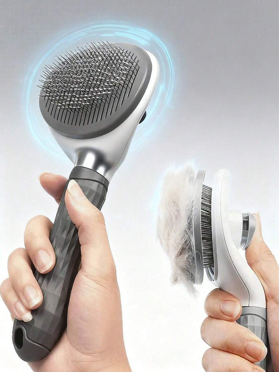 Pet Grooming Brush, Cat & Dog Brush, Flea Comb, Self-Cleaning Brush, Pet Trimming Brush, Pet Massage Brush, Deshedding Tool, Detangling Tool, Dematting Brush, Self-Cleaning Deshedding Brush, Pet Cleaning Tools, Hair Collection Brush, Dog Brush, Cat Brush, Pet Deshedding Brush, Pet Accessories - Multicolor - View 1