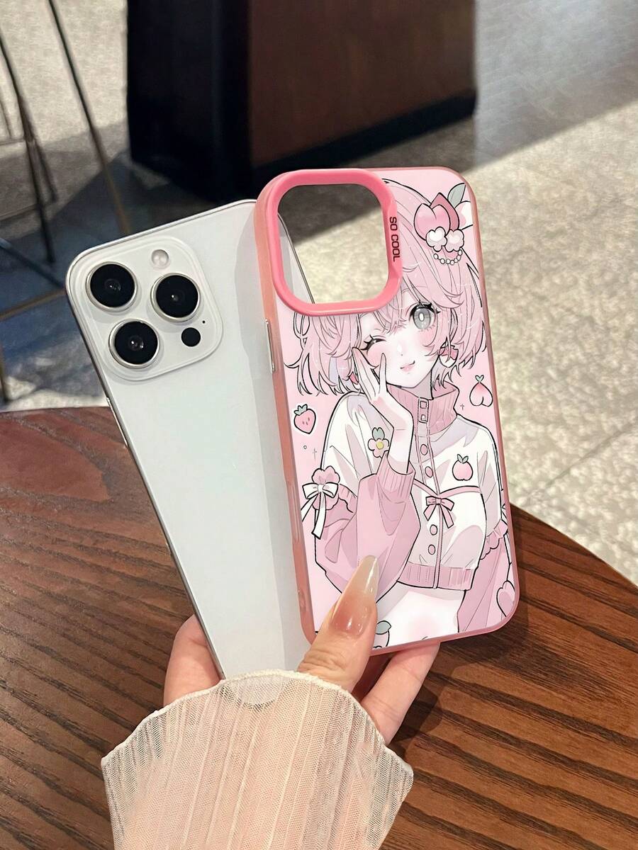 Estuche para teléfono con patrón de linda chica de anime con lazos Compatible con fundas de teléfono 17 17 Pro 16 Pro Max 15 Pro Max 14 y 13 Hecho de material de TPU duradero, resistente a caídas y elegante Un regalo perfecto para familiares, amigos y seres queridos y un excelente regalo para cumpleaños, día de San Valentín y año nuevo - Rosa - Ver 1