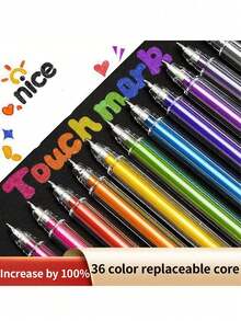 8/12/18/24pcs Colorful Glitter Watercolor Pens, Children's Colored Notebook Specialized Pearl Watercolor Pens, Fluorescent Highlighters, Student Glitter Paint Brushes, Back To School, Back To School Gift - Multicolor - View 4