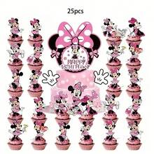 25件米妮主题生日蛋糕装饰品，适合生日派对、室内外主题聚会 - 彩色 - 查看 4