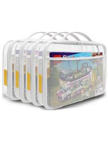 Bolsa de almacenamiento con cremallera de PVC para bloques de construcción, juguetes, arcilla, caja de almacenamiento de juegos de mesa - Multicolor - Ver 1