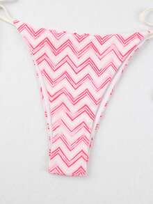 Bộ bikini 3 mảnh phối màu thời trang với váy che ngoài cắt cao, kiểu dáng hở lưng, thích hợp cho mùa hè 2026, dành cho nữ, kiểu dáng ziczac, thích hợp cho kỳ nghỉ dưỡng. - Màu Hồng baby - Xem 9