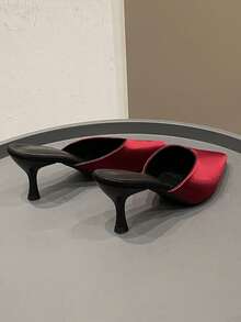 Women's Pointed Toe High Heel Slip-On Mule Sandals, Fairy Style, Spring New Arrival - Burgundy - View 5