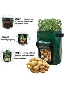 1 Stück PE Bio-Kompost Tasche/Pflanzentasche, Küchenabfall Fermentation, Abfallsammlung, Kompostbehälter, Garten Mülleimer, Pflanzentasche, Blattsammlung, Kartoffel- & Gemüseanbau Pflanzentasche mit Fenster und Deckel, geeignet für Garten, Küche, Hausgarten, Obstgarten usw. - Verschiedenfarbig - Übersicht 10