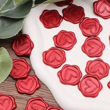 30张心形自粘蜡封贴纸，适用于礼品、婚礼请柬信封封口 - 红色 - 紅色 - 查看 3