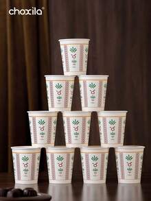 choxila 25/50/100个装中东风格印花纸杯，郁金香图案一次性纸杯，咖啡/茶杯，适合派对、招待客人、聚会、斋月等场合。 - Cup - 查看 3