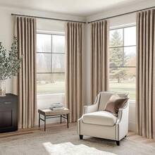 96 Inch Long Pinch Pleated Dark Linen Color Curtains100% Blackout Thermal Insulated Natural Pinch Pleat Rustic Country Style Drapes With Hooks Rings 2 Panel Sets Taupe Tan 8FT Window Curtain - 40Wx96L - Gói 2 chiếc - Xem 5