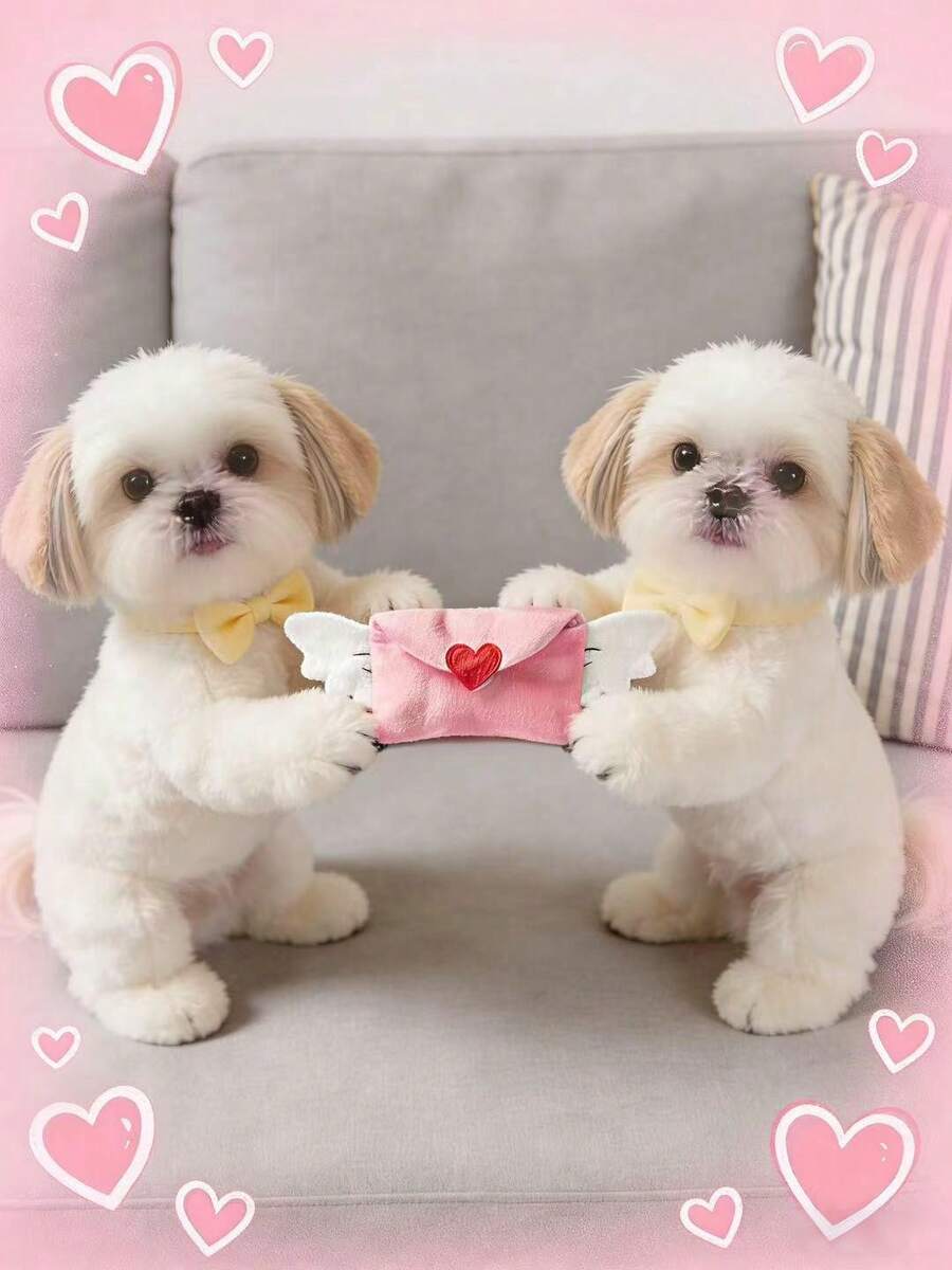 Hollypet Valentine's Day Squeaky Dog Doll, Pink Love Letter Plush Doll, Expressing Love And Confession, Interactive Dog Doll, Suitable For Training And Playing, Durable And Chew-Resistant, Cute Plush Pet Doll With Sound, Suitable For Small, Medium And Large Dogs - Pink - View 1