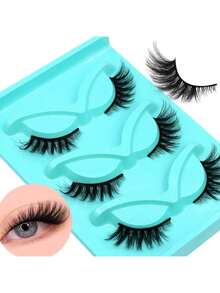 Lightweight European-Style Lashes, 3D Multi-Layered Stereoscopic Cat Eye Lashes, Natural Thick Mixed-Blood False Eyelashes, Realistic Full-Strip False Lashes. Long-Lasting Curl. Popular Cosmetic Item, Suitable For Christmas And Halloween Events. - Black - View 7