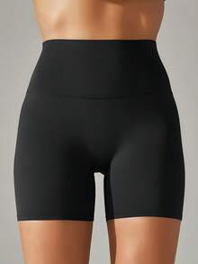 3pcs Seamless High Waist Shaping Shorts Sculpting Waist Butt Lifter Fashionable Fitness Biker Shorts For Women Gym Shorts - 彩色 - 查看 5