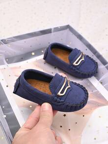 Nuevos mocasines para niños, zapatos planos para niños con suela antideslizante y suave para exteriores, zapatos de cuero para estudiantes para todas las estaciones - Azul - Ver 6