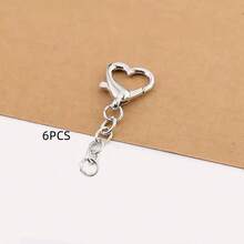 6个金属合金心形弹簧链扣 DIY饰品配件，钥匙扣吊坠 - 愛心+鏈條扣 - 查看 5