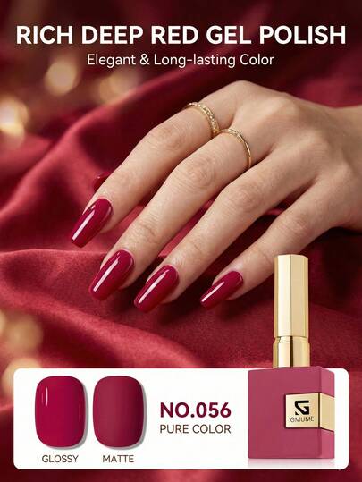 16ml Smalto gel per unghie di colore magenta scuro, rosso vino, viola, adatto per l'autunno, l'inverno e le feste di Natale, elegante per la arte di unghie, da rimuovere con soak off, compatibile con lampada UV/LED