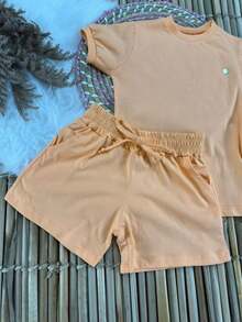 CONJUNTO MENINAS INFANTIL NUBIA REF 006 / CONJUNTO INFANTIL / CONJUNTO MENINA INFANTIL / CONJUNTO INFANTIL LANÇAMENTO / ROUPA INFANTIL / MENINA - LARANJA CLARO - Visão 10
