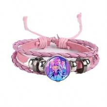 1pc Witch Hunter Themed Time Gem Bracelet, Pink & Black Fashion Versatile Handmade Accessory - Multicolor - View 5