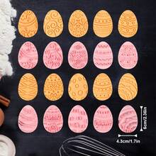 1 Set Easter Egg Cookie Mold, 3D Embossed Cookie Cutter Set, Reusable Gummy Stamp, Easter Baking Mold For Cookies And Gingerbread - Pink - View 4