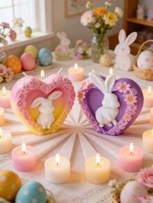 Reusable Silicone Mold For Easter Bunny, Suitable For Making Candles, Sanitizers, Resin Crafts - Delicate Flower And Bunny Pattern Design, Easy Demold - White - View 6