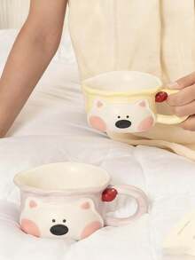 1pc Cute West Highland Terrier Ceramic Cup, High-Quality Couple Water Mug, Office Coffee Mug, Home Breakfast Milk Cup - Multicolor - View 9