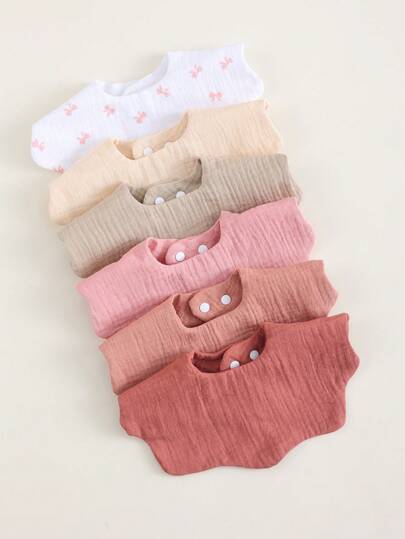 6pcs Muslim Cotton Baby Bibs, Soft, Comfortable, Breathable, Absorbent, Fashionable