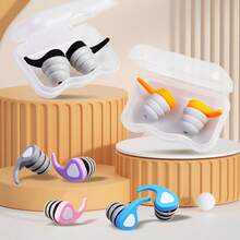 1 Pair Soft Silicone Waterproof Earplugs, Comfortable High-Quality Earplugs For Swimming, Bathing, Spa - Comes With Earplug Case, Reusable And Washable Silicone, Available In Orange/Pink/Purple/Blue/Black/Gray - Triangle Earplugs - View 9