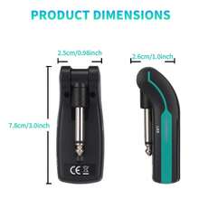 LMBGM 无线一对一/一对二吉他发射器/接收器，即插即用 USB-C 充电，适用于电吉他、贝斯、鼓、键盘、音频传输 - 黑色 - 查看 2