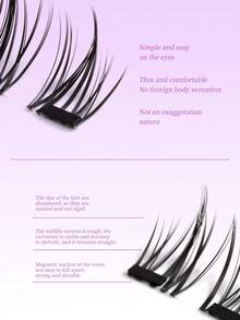 1 Pair Magnetic Eyelashes, Easy To Wear, Thick & Natural Curling Set - Black - View 3