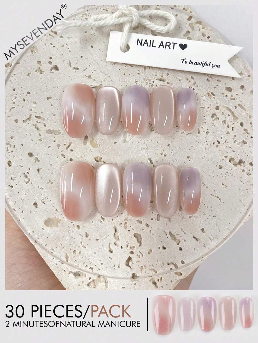 30 miếng dán móng tay hình hạnh nhân ombre, kèm keo dán gel và dũa móng, thích hợp cho tiệc tùng và sử dụng hàng ngày, có thể tái sử dụng, giúp tăng vẻ thanh lịch cho móng tay của bạn. - Nhiều màu - Xem 1