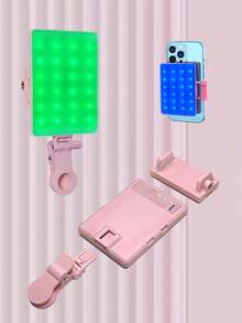 1 szt. lampa wypełniająca do fotografii z klipsem, 3 temperatury barwowe i tryb wielokolorowy RGB, akumulator USB 5 V o pojemności 2000 mAh, regulowana jasność, odpowiednia do transmisji strumieniowej wideo na żywo ze smartfona, dostępna w kolorze czarnym, białym, różowym i fioletowym - RGBCW Multicolors - Zobacz 9