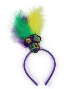 1 pieza Diadema con brillo y plumas, tocado, adecuado para la fiesta del Día de San Patricio, celebración de festivales - Multicolor - Ver 9