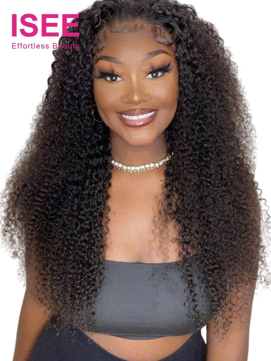 ISEE HAIR Wear Go 假发 7*5 蕾丝闭合 无胶蓬松卷曲真人发假发 漂白发结 预拔毛 预剪蕾丝 透明蕾丝 自然发际线 180% 密度 蓬松卷曲蕾丝闭合假发 无需任何处理 新手友好 无需胶水 即戴即用 自然色/自然黑色 女士日常佩戴假发 16-30 英寸 - SNatural - 查看 1