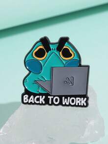 1pc/Set Strange Alien Frog Spoilers Brooch Enamel Pins Cartoon Frog Reading Book Metal Brooches Backpack Lapel Badge Funnt Jewelry Gifts - Green - View 7