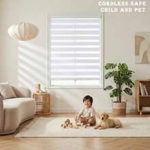 Cordl Zebra Blinds For Windows 20" W X 72" H White Dual Layer Free-Stop Zebra Shades Light Control For Day And Night Sheer Blinds For Indoor Windows Bedroom Kitchen - 20Wx72H - View 6