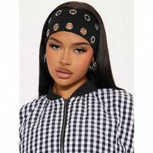 Women Bandana 1pc Sweat-Absorbent Sports Headband, Metal Hoop Knitted Elastic Hairband, For Running, Fitness, Hair Accessories Fall Winter Hair Band For Vacation Outfits Woman - Black 5 - View 5
