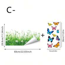 1/4 قطعة ملصقات نافذة بتصميم العشب الأخضر والفراشة، ملصقات زجاج كهروستاتيكية قابلة لإعادة الاستخدام مرئية من الجانبين، مناسبة لغرف النوم والصالات المعيشية والمكاتب وديكور المنزل الداخلي - متعدد الألوان - مشاهدة 12