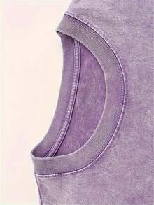 Men's Washed T-Shirt - Anime Y2K Print, INS American Retro Style, Unique,  And Loose Fit Bills Character Design Artwork Print 100 Percent Cotton Graphic Tees Graphic - Violet Purple - View 4