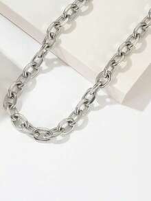 1件时尚钛钢手工项链，男女皆宜，适合情侣佩戴 - 銀色 - 查看 4