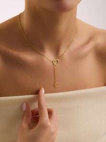 Customized Love Initial Letter Lasso Necklace, Exquisite Dripping Initial Letter Necklace, Valentine's Day Jewelry, Christmas Gift, Women's Necklace - Multicolor - View 5