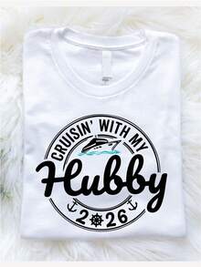 Wifey Cruise 2026 T-Shirt, Hubby Cruise 2026 Shirt, Newlyweds Cruising Vacation 2026 Outfit, Couple Cruise Trip Short Sleeve, Honeymoon Gift. CS-2860 - 白色 HUBBY T卹 - 查看 2