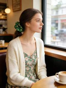 Star & Moon Pattern Polyester Hair Scrunchies ,Ponytail Holders ,Hair Elastics ,Hair Rubber Bands ,Hair Rope ,Elastic Hair Tie - Multicolor - View 7