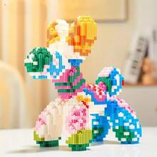 A Set Of 1100+ Particle Building Blocks Creative Balloon Dog Building Block Set - Bright Mixed Colors, Interlocking ABS Building Blocks, Animal Theme Home Decoration, Ideal For Holiday Gifts, Dog Christmas Gifts