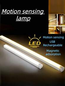 1/2/4个无线感应灯，暖光/白光，磁吸式设计，USB充电，适用于橱柜、衣柜、楼梯、房间、厨房、浴室、走廊 - 可壁挂、桌面、天花板、灯杆安装，室内使用 - 白色 - 查看 2
