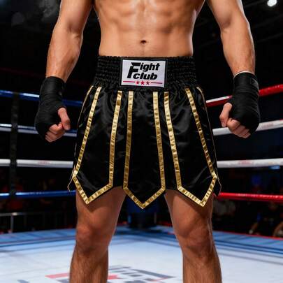 Lotus Ribbon Muay Thai Shorts, White Lotus Polyester Durable Fabric Shorts Suitable For MMA, Martial Arts, Kickboxing Training