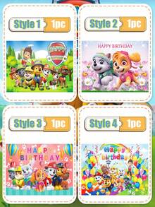 Paw PatrolTeam Patrol Children's Theme Birthday Party Background Decorative Items Cloth - Woof Woof Team Children's Cartoon Birthday Theme Photo Background Cloth - Woof Woof Team Big Battle Theme Birthday Party Background Cloth - Multicolor - View 4