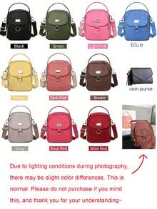 Túi đeo chéo thời trang nữ bằng vải Oxford, màu trơn, kiểu dáng thường ngày, khóa kéo, lớp lót polyester, phụ kiện đa năng hàng ngày, túi xách tay hoàn hảo, kiểu ba lô, dung tích lớn. - Nhiều màu - Xem 11