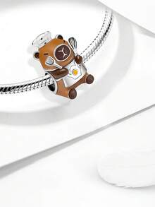 1 pieza Colgante de hamburguesa de plata de ley 925, adecuado para hacer pulseras, brazaletes y accesorios de joyería DIY, y como accesorio diario para el atuendo, apropiado para que lo usen las niñas - Capibara - Ver 7