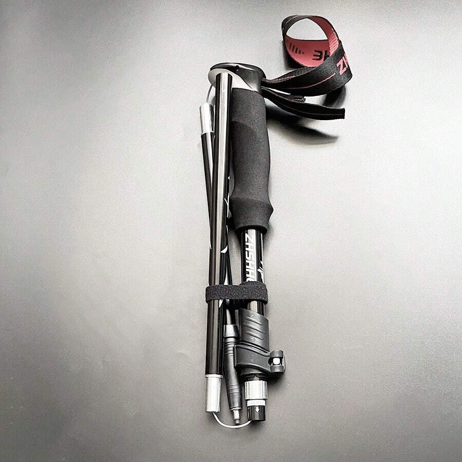 Foldable Hiking Stick, Lightweight Walking Cane, Portable Retractable Aluminum Alloy Anti-Slip Trekking Pole, Unisex - Black - View 1