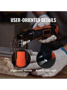 3 8  Cordless Electric Ratchet Wrench Set  12V 33 Ft-Lbs Power Ratchet Tool Kit  45-Min Fast Charge  2-Pack 2.0Ah Battery  Built-In LED Light  Variable Speed Trigger  10 Sockets - màu đen - Xem 5