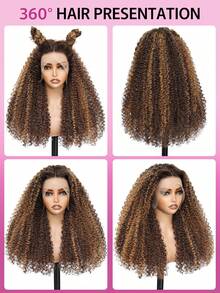 ZHUICHAO [26 Inch Curly Wig] P/27# 26 Inch Curly Wavy Ombre Brown To Honey Blonde Mixed Human Hair Wig, 13x4 Large Transparent Lace Front, 180% Density Pre-Trimmed Baby Hair And Pre-Bleached Natural Look, Versatile For Daily And Special Occasions, Soft Texture Wig - SP4/27 - View 7